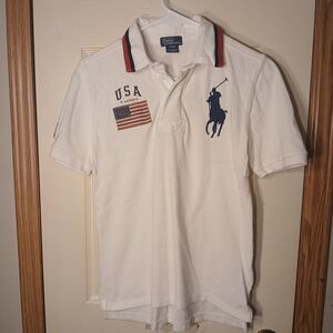 Polo by Ralph Lauren White Polo Shirt Youth Boy's Size Large 14/16
